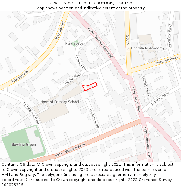 2, WHITSTABLE PLACE, CROYDON, CR0 1SA: Location map and indicative extent of plot
