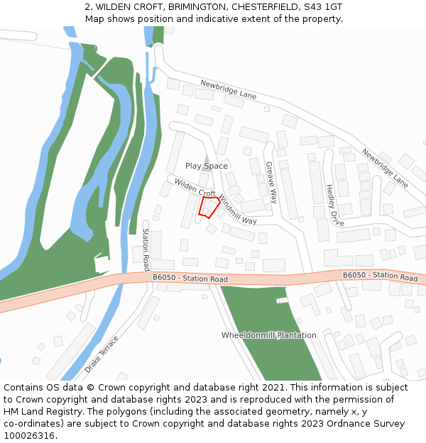 2, WILDEN CROFT, BRIMINGTON, CHESTERFIELD, S43 1GT: Location map and indicative extent of plot