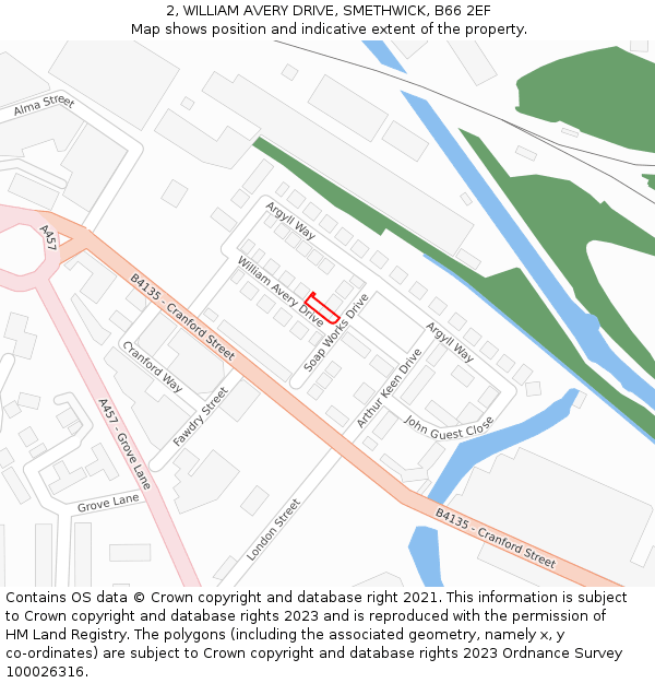 2, WILLIAM AVERY DRIVE, SMETHWICK, B66 2EF: Location map and indicative extent of plot
