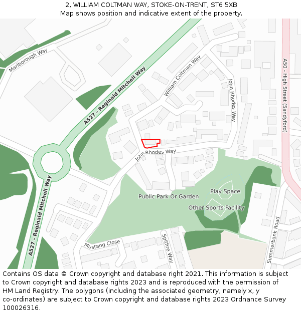 2, WILLIAM COLTMAN WAY, STOKE-ON-TRENT, ST6 5XB: Location map and indicative extent of plot