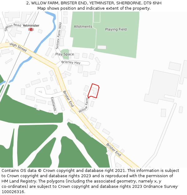 2, WILLOW FARM, BRISTER END, YETMINSTER, SHERBORNE, DT9 6NH: Location map and indicative extent of plot