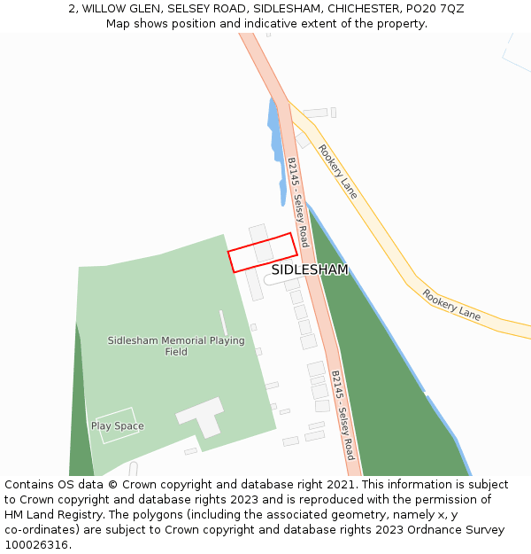 2, WILLOW GLEN, SELSEY ROAD, SIDLESHAM, CHICHESTER, PO20 7QZ: Location map and indicative extent of plot