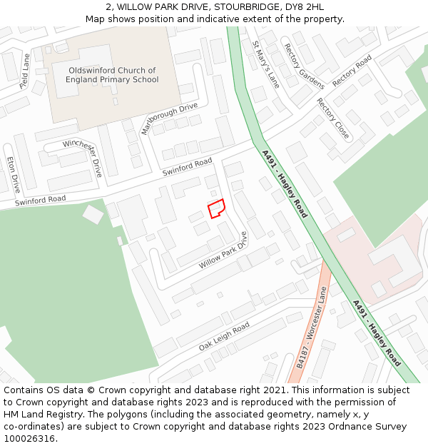 2, WILLOW PARK DRIVE, STOURBRIDGE, DY8 2HL: Location map and indicative extent of plot