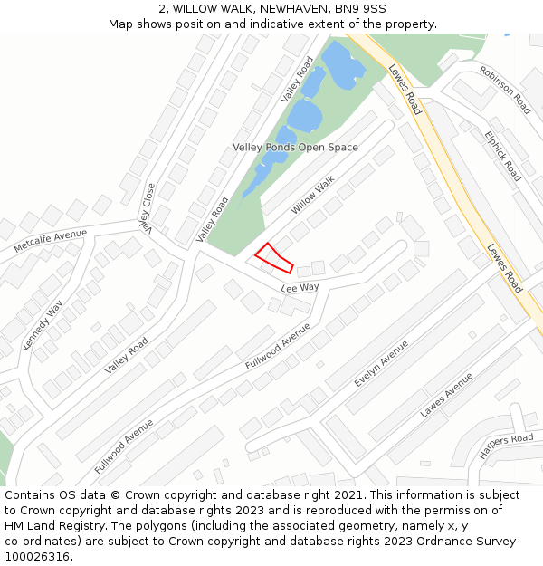 2, WILLOW WALK, NEWHAVEN, BN9 9SS: Location map and indicative extent of plot