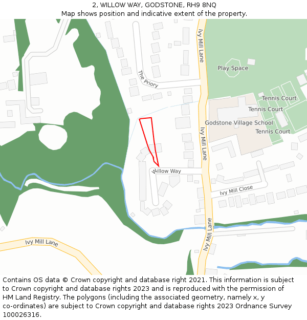 2, WILLOW WAY, GODSTONE, RH9 8NQ: Location map and indicative extent of plot