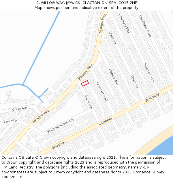 2, WILLOW WAY, JAYWICK, CLACTON-ON-SEA, CO15 2HB: Location map and indicative extent of plot