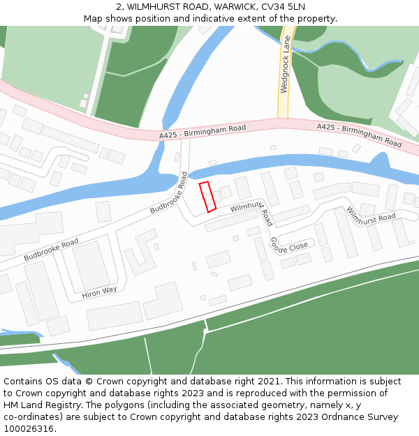 2, WILMHURST ROAD, WARWICK, CV34 5LN: Location map and indicative extent of plot