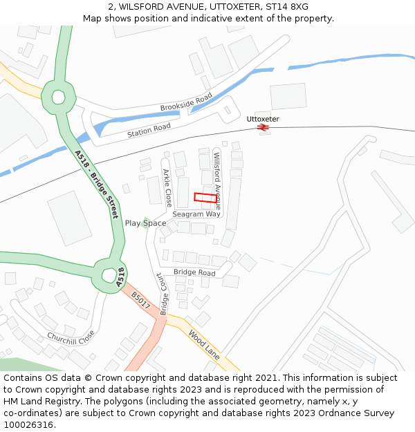 2, WILSFORD AVENUE, UTTOXETER, ST14 8XG: Location map and indicative extent of plot