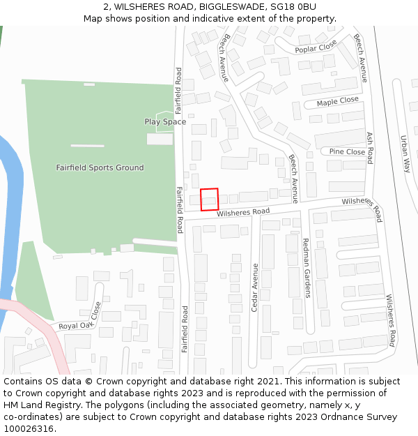 2, WILSHERES ROAD, BIGGLESWADE, SG18 0BU: Location map and indicative extent of plot