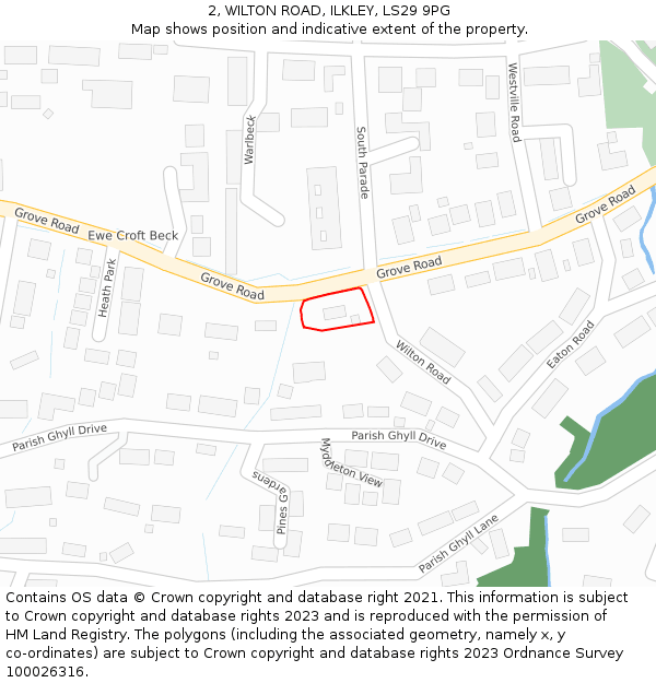 2, WILTON ROAD, ILKLEY, LS29 9PG: Location map and indicative extent of plot