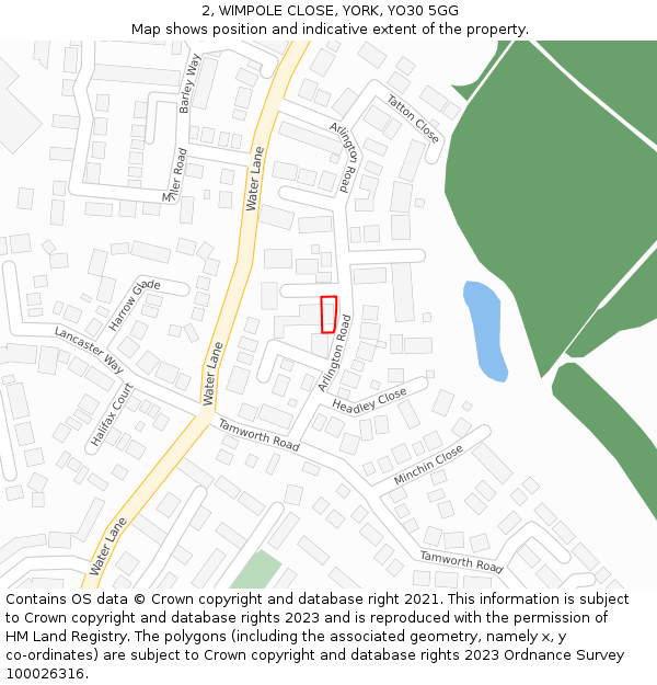 2, WIMPOLE CLOSE, YORK, YO30 5GG: Location map and indicative extent of plot