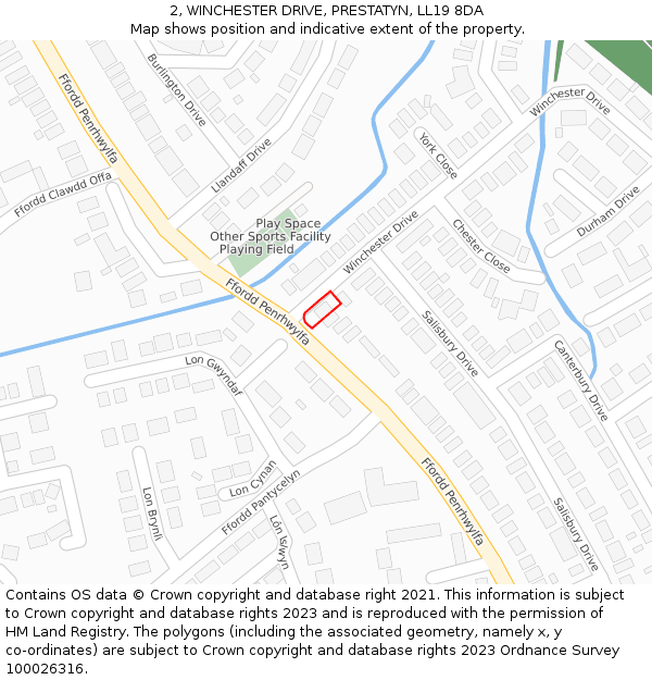 2, WINCHESTER DRIVE, PRESTATYN, LL19 8DA: Location map and indicative extent of plot