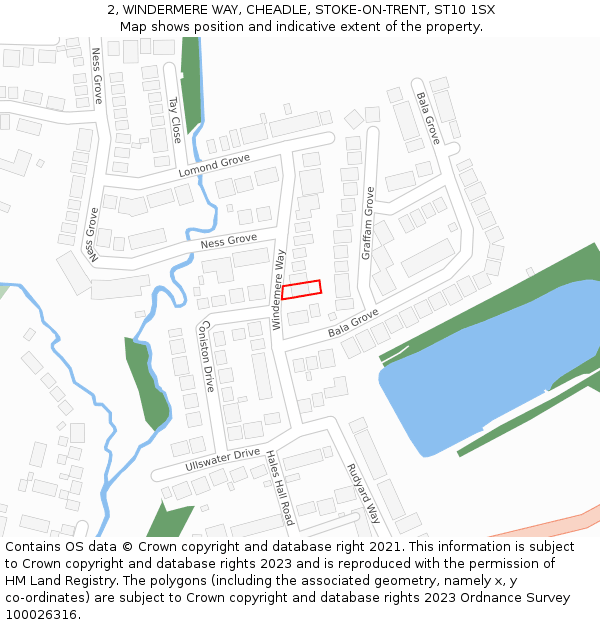 2, WINDERMERE WAY, CHEADLE, STOKE-ON-TRENT, ST10 1SX: Location map and indicative extent of plot