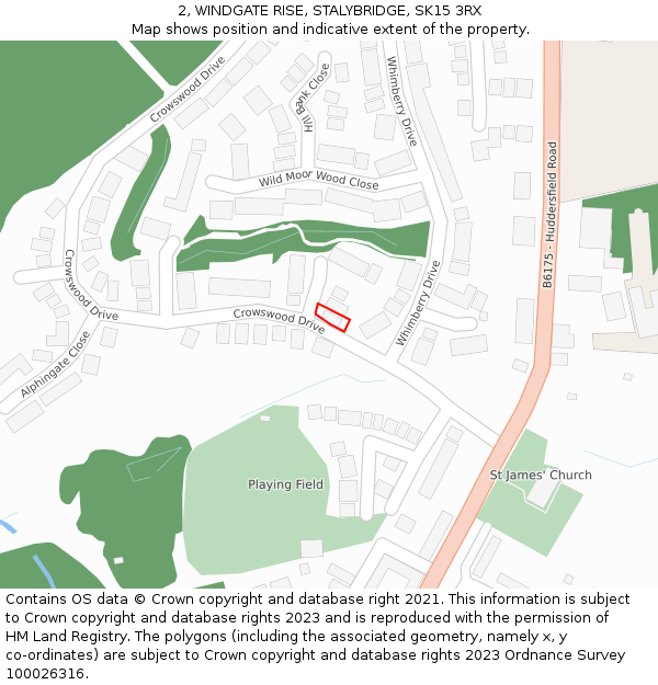 2, WINDGATE RISE, STALYBRIDGE, SK15 3RX: Location map and indicative extent of plot