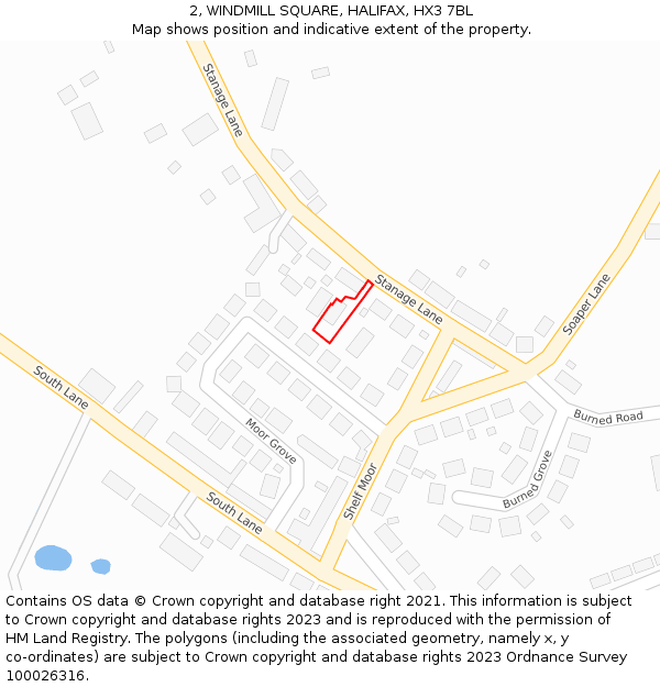2, WINDMILL SQUARE, HALIFAX, HX3 7BL: Location map and indicative extent of plot