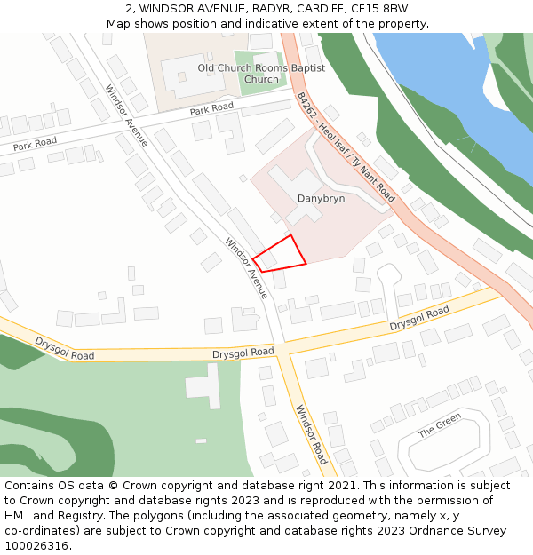 2, WINDSOR AVENUE, RADYR, CARDIFF, CF15 8BW: Location map and indicative extent of plot