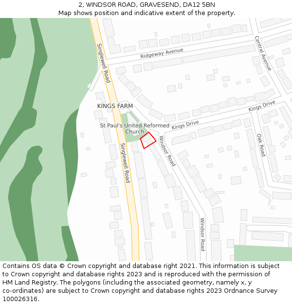 2, WINDSOR ROAD, GRAVESEND, DA12 5BN: Location map and indicative extent of plot