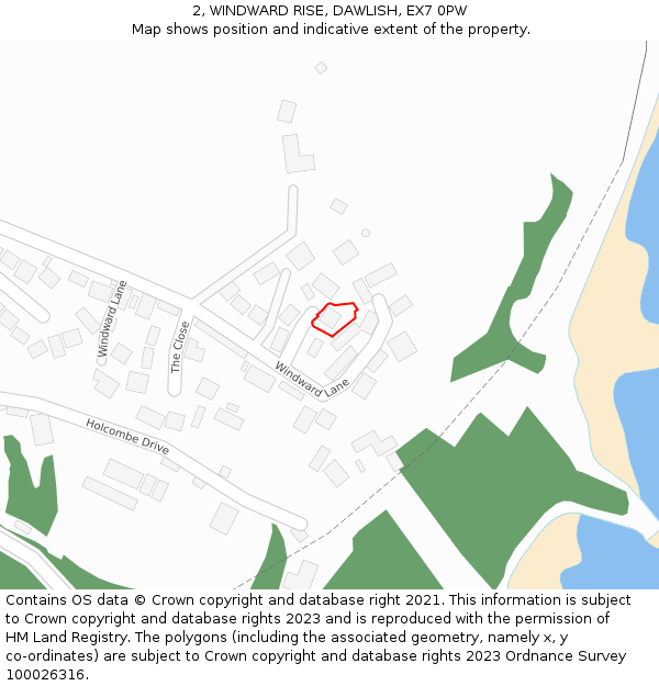 2, WINDWARD RISE, DAWLISH, EX7 0PW: Location map and indicative extent of plot