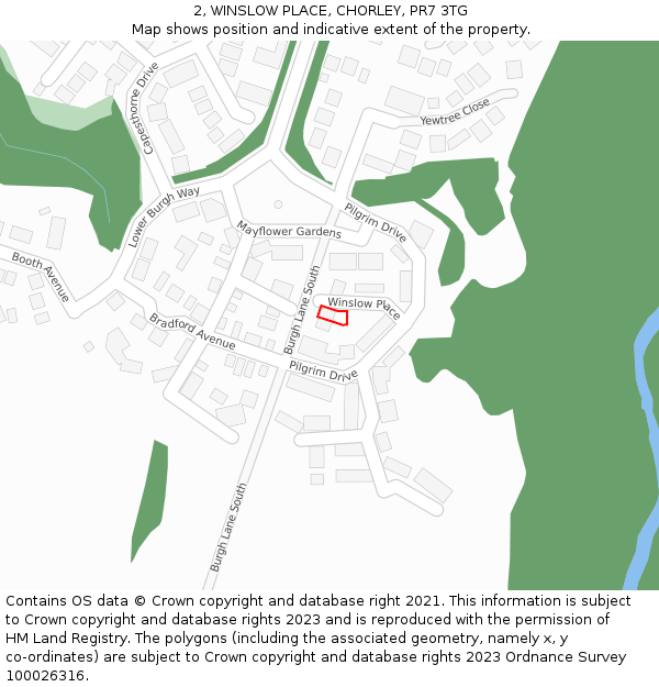 2, WINSLOW PLACE, CHORLEY, PR7 3TG: Location map and indicative extent of plot