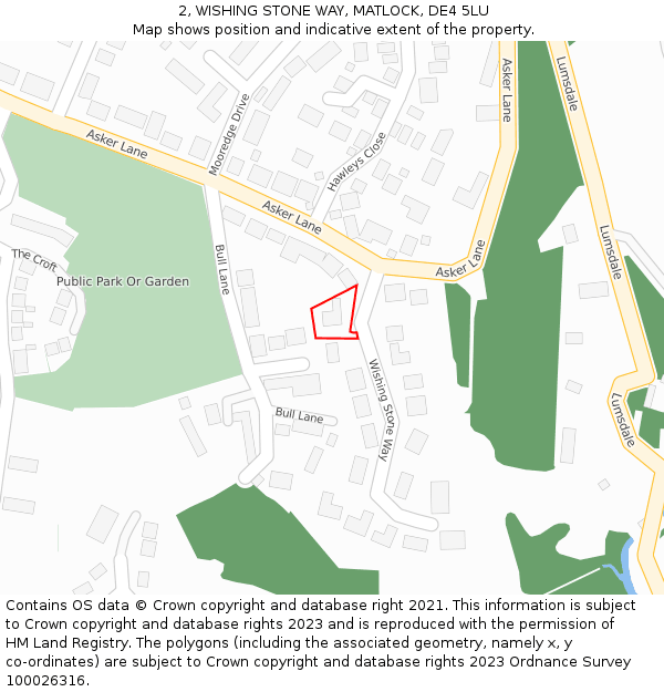 2, WISHING STONE WAY, MATLOCK, DE4 5LU: Location map and indicative extent of plot