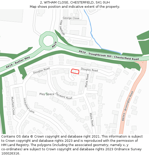 2, WITHAM CLOSE, CHESTERFIELD, S41 0UH: Location map and indicative extent of plot