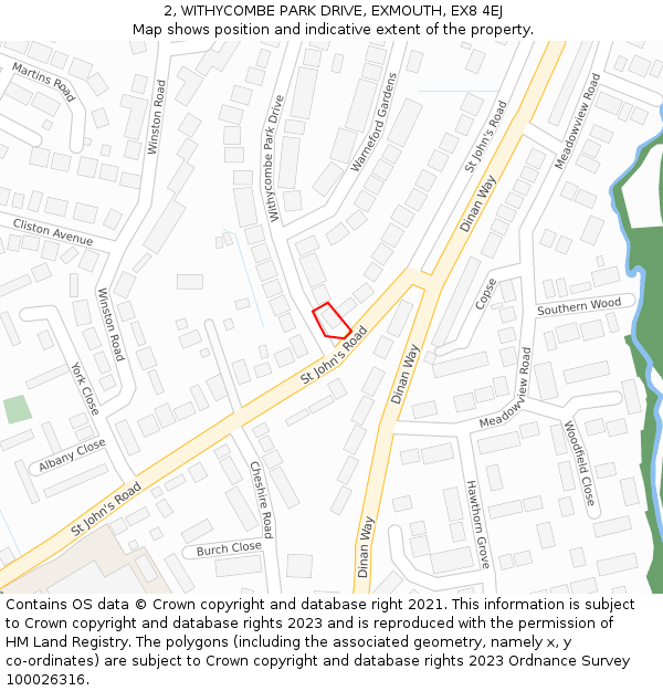 2, WITHYCOMBE PARK DRIVE, EXMOUTH, EX8 4EJ: Location map and indicative extent of plot