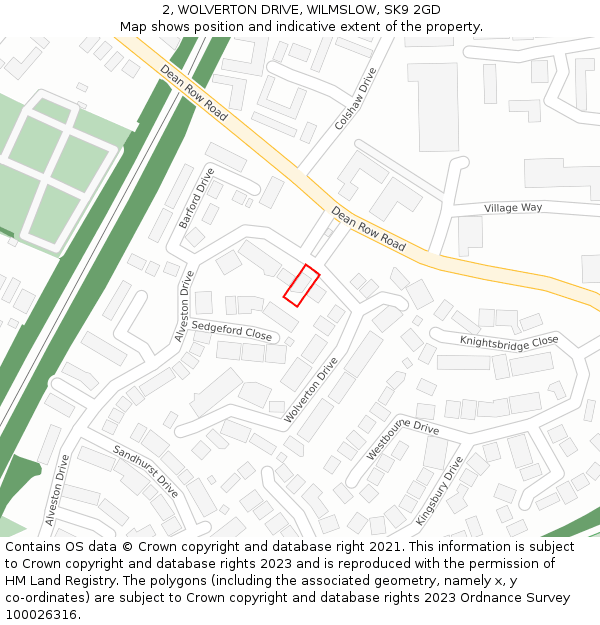 2, WOLVERTON DRIVE, WILMSLOW, SK9 2GD: Location map and indicative extent of plot