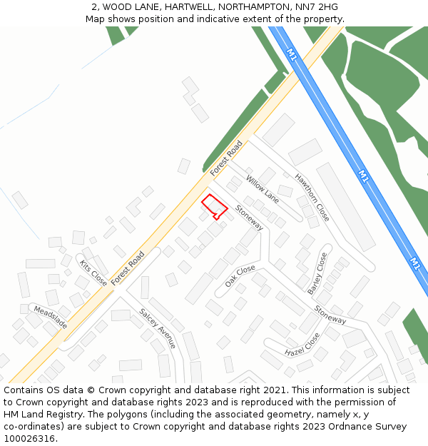 2, WOOD LANE, HARTWELL, NORTHAMPTON, NN7 2HG: Location map and indicative extent of plot