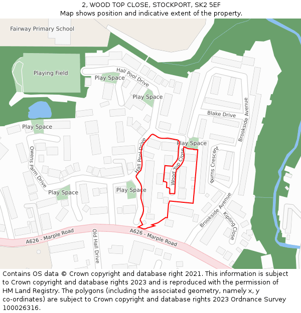 2, WOOD TOP CLOSE, STOCKPORT, SK2 5EF: Location map and indicative extent of plot