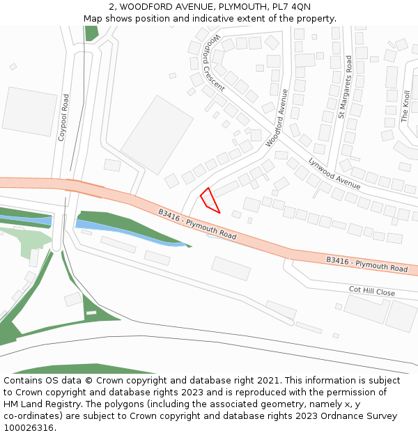 2, WOODFORD AVENUE, PLYMOUTH, PL7 4QN: Location map and indicative extent of plot