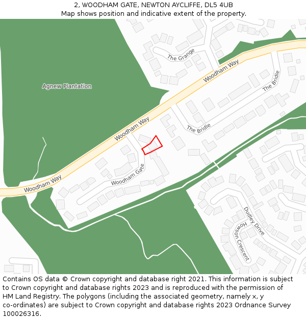 2, WOODHAM GATE, NEWTON AYCLIFFE, DL5 4UB: Location map and indicative extent of plot