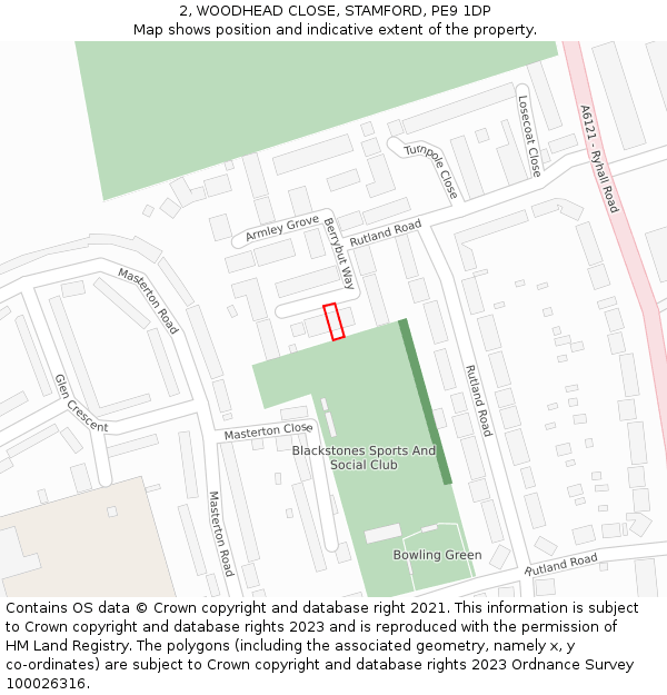 2, WOODHEAD CLOSE, STAMFORD, PE9 1DP: Location map and indicative extent of plot