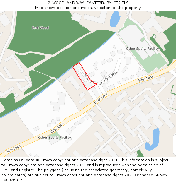 2, WOODLAND WAY, CANTERBURY, CT2 7LS: Location map and indicative extent of plot