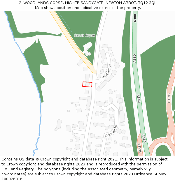 2, WOODLANDS COPSE, HIGHER SANDYGATE, NEWTON ABBOT, TQ12 3QL: Location map and indicative extent of plot