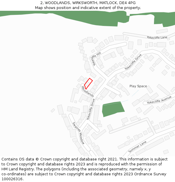 2, WOODLANDS, WIRKSWORTH, MATLOCK, DE4 4PG: Location map and indicative extent of plot