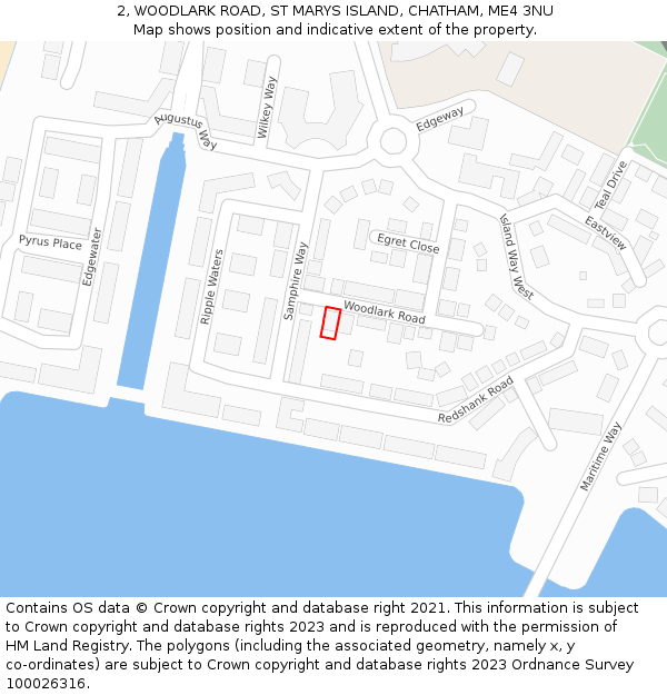 2, WOODLARK ROAD, ST MARYS ISLAND, CHATHAM, ME4 3NU: Location map and indicative extent of plot