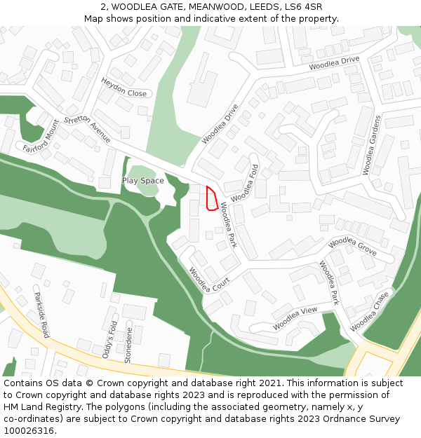 2, WOODLEA GATE, MEANWOOD, LEEDS, LS6 4SR: Location map and indicative extent of plot