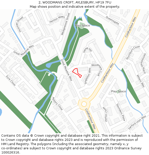 2, WOODMANS CROFT, AYLESBURY, HP19 7FU: Location map and indicative extent of plot