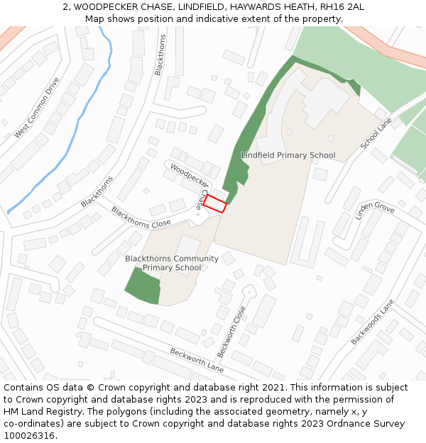 2, WOODPECKER CHASE, LINDFIELD, HAYWARDS HEATH, RH16 2AL: Location map and indicative extent of plot