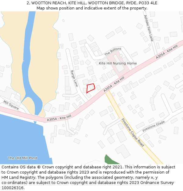 2, WOOTTON REACH, KITE HILL, WOOTTON BRIDGE, RYDE, PO33 4LE: Location map and indicative extent of plot