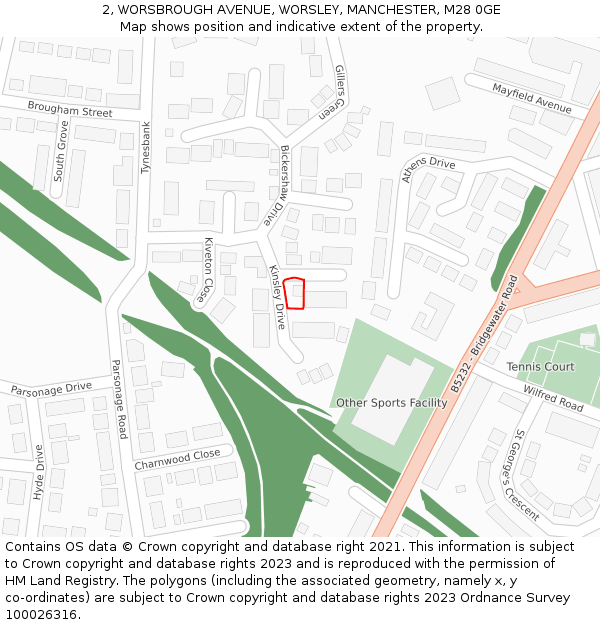 2, WORSBROUGH AVENUE, WORSLEY, MANCHESTER, M28 0GE: Location map and indicative extent of plot