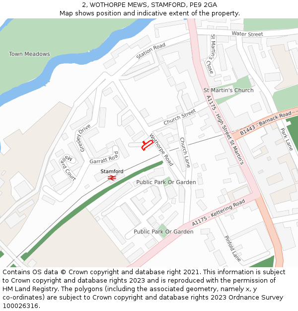 2, WOTHORPE MEWS, STAMFORD, PE9 2GA: Location map and indicative extent of plot