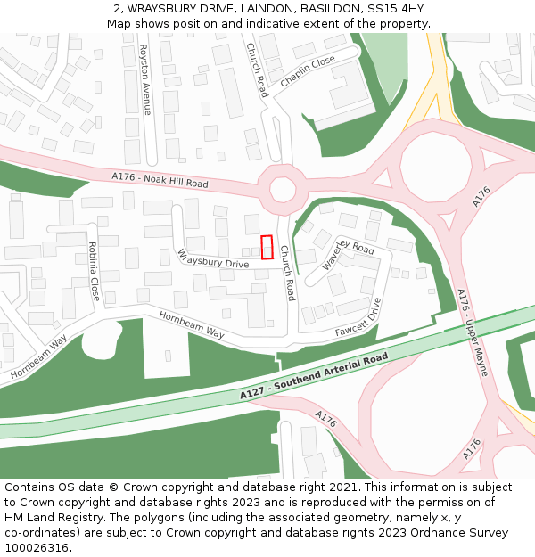2, WRAYSBURY DRIVE, LAINDON, BASILDON, SS15 4HY: Location map and indicative extent of plot