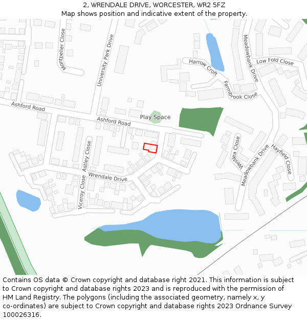 2, WRENDALE DRIVE, WORCESTER, WR2 5FZ: Location map and indicative extent of plot