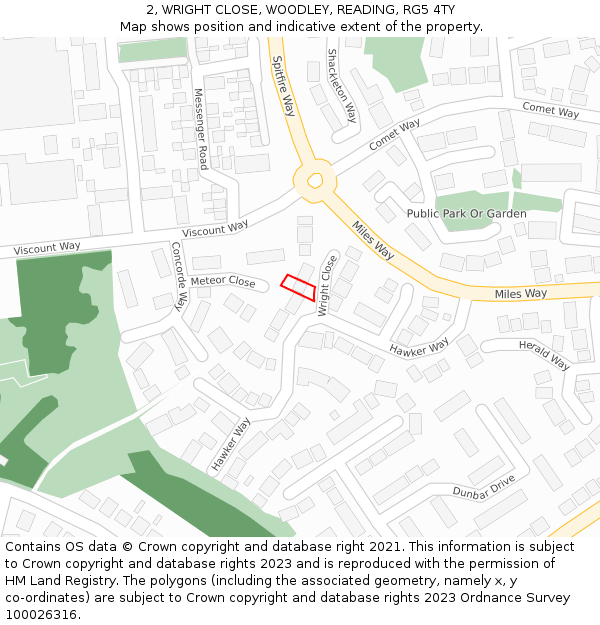 2, WRIGHT CLOSE, WOODLEY, READING, RG5 4TY: Location map and indicative extent of plot