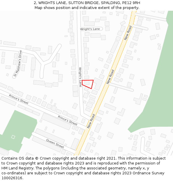 2, WRIGHTS LANE, SUTTON BRIDGE, SPALDING, PE12 9RH: Location map and indicative extent of plot