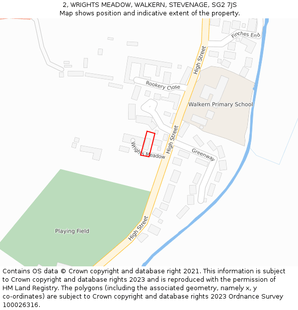 2, WRIGHTS MEADOW, WALKERN, STEVENAGE, SG2 7JS: Location map and indicative extent of plot