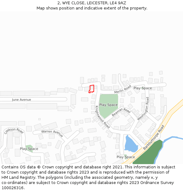 2, WYE CLOSE, LEICESTER, LE4 9AZ: Location map and indicative extent of plot