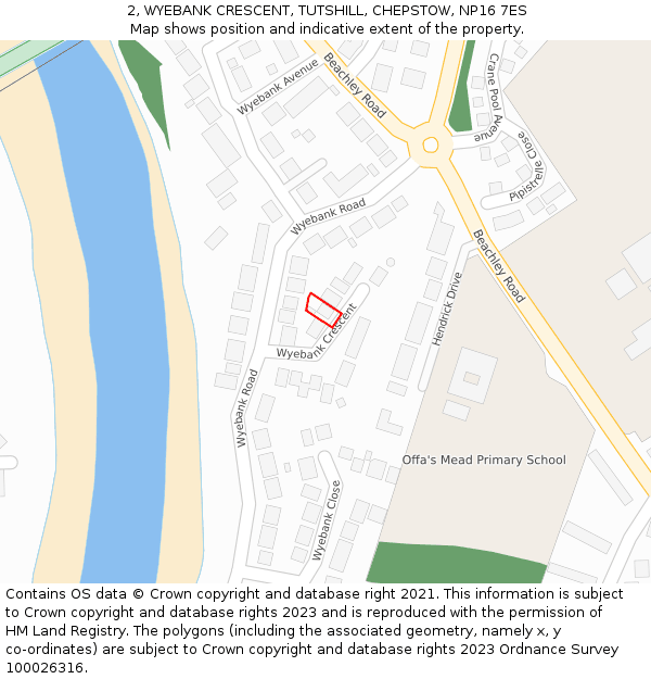 2, WYEBANK CRESCENT, TUTSHILL, CHEPSTOW, NP16 7ES: Location map and indicative extent of plot