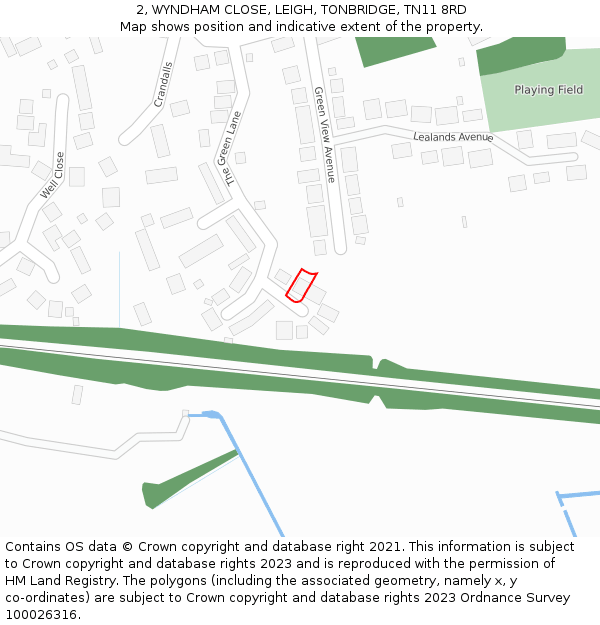 2, WYNDHAM CLOSE, LEIGH, TONBRIDGE, TN11 8RD: Location map and indicative extent of plot